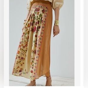 Anthropologie Mes Demoiselles Pleated Floral Maxi Skirt